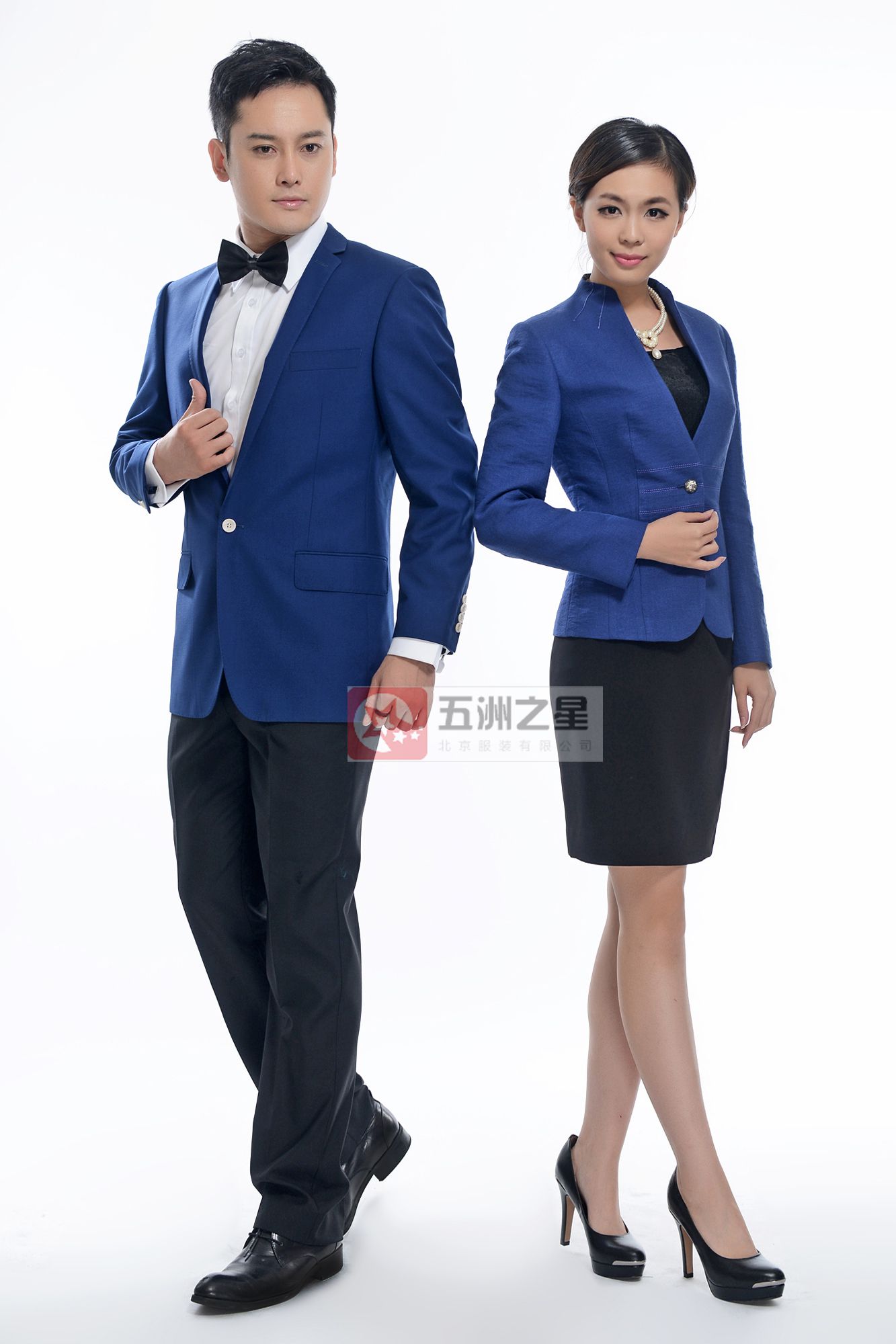 藍色一?？勐殬I(yè)工作服定做模特圖