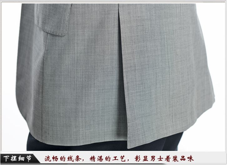 灰色平駁頭一?？勐殬I(yè)裝定制-職業(yè)裝下擺細(xì)節(jié)展示